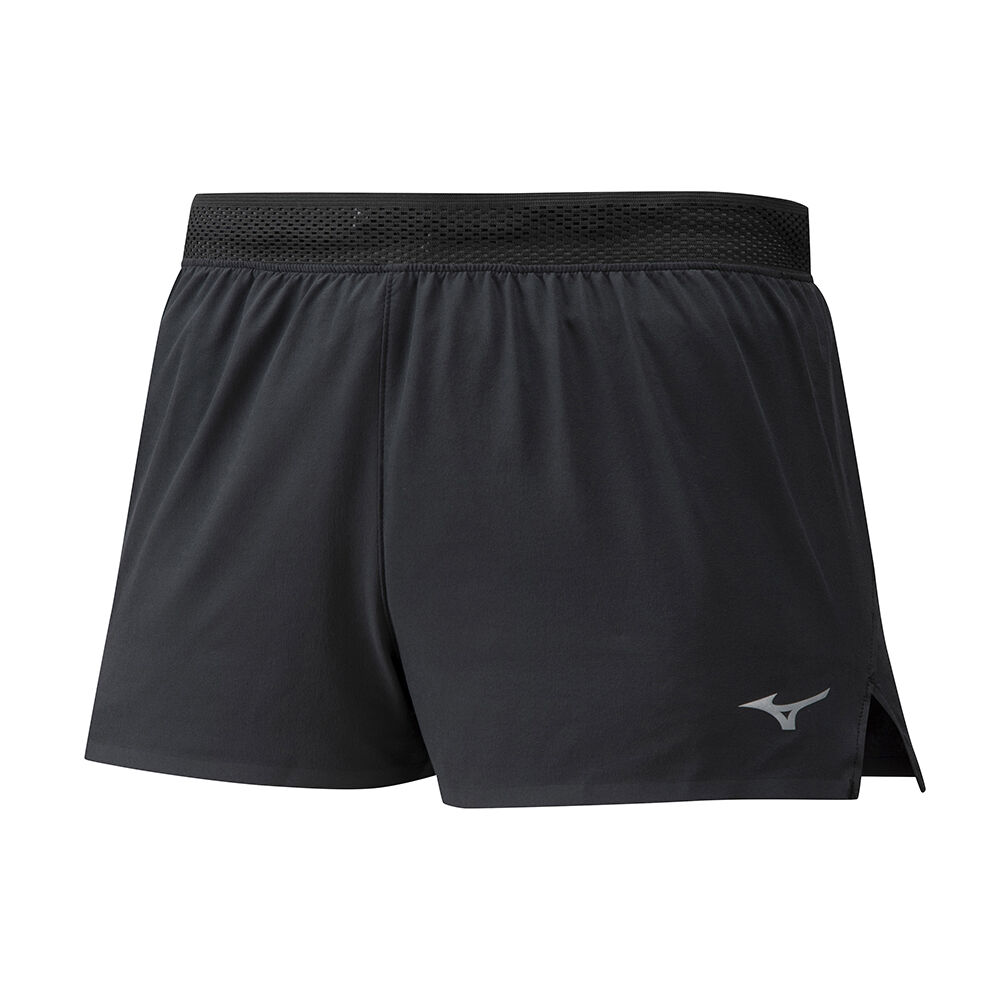 Panske Šortky Mizuno Aero Split 1.5 Bezecke Čierne Vypredaj UMVT45769